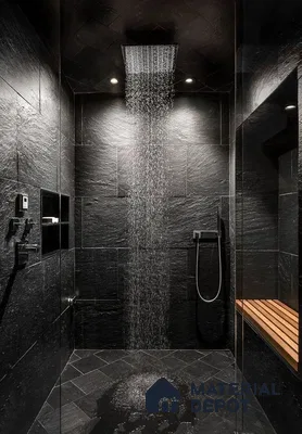a bathroom with a large tub in the middle of the room and two sinks and two sinks on the wall next to a bathtub in front of a large window that has a wooden stool in a window